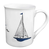 Kubek porcelanowy z niebieskim jachtem w pudełku prezentowym Sea-Club