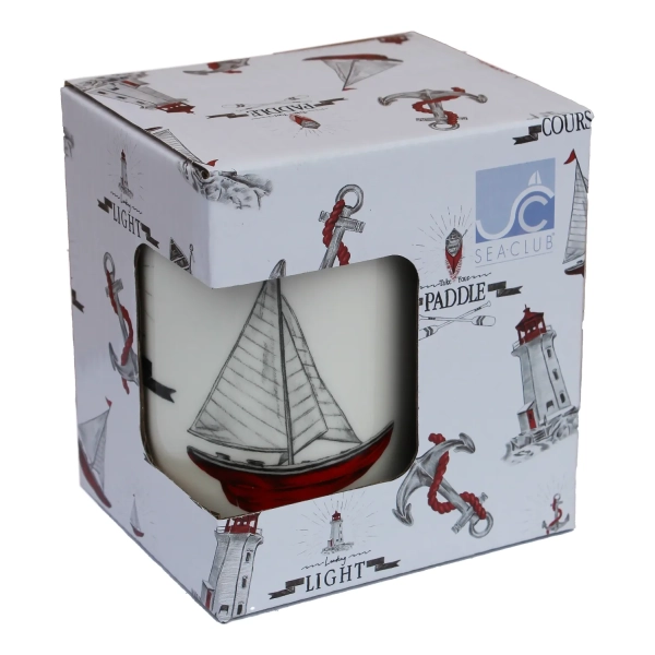 Kubek porcelanowy z czerwonym jachtem w pudełku prezentowym Sea-Club