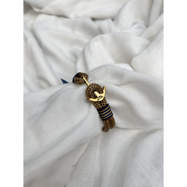 Bransoletka z liny żeglarskiej złota kotwica Ubee Sailor