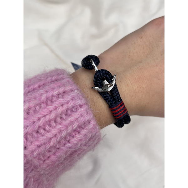 Bransoletka z liny żeglarskiej srebrna kotwica Ubee Sailor