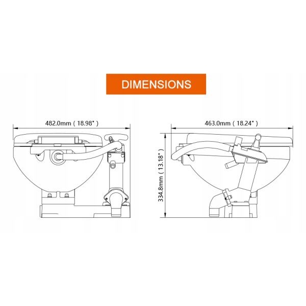TOALETA JACHTOWA MAUALNA REGULAR WC MARINE RĘCZNA SEAFLO SFMTM-01-R KAMPER