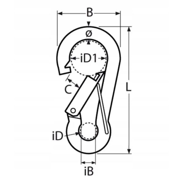 Karabińczyk z zabezpieczeniem 10x100 mm Marinetech