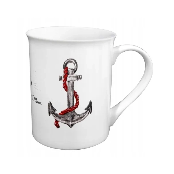 Kubek porcelanowy z czerwoną kotwicą w pudełku prezentowym Sea-Club