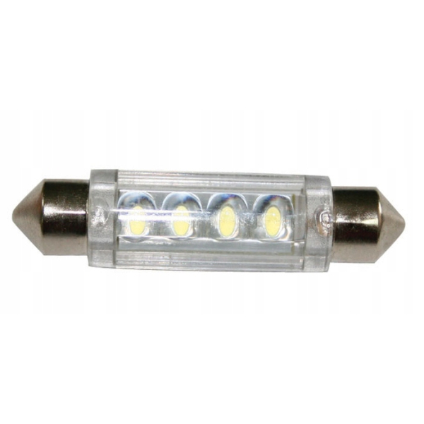 Żarówka 12V LED T11 SV8.5-8 cool white - 4 leds 11x41mm Lalizas