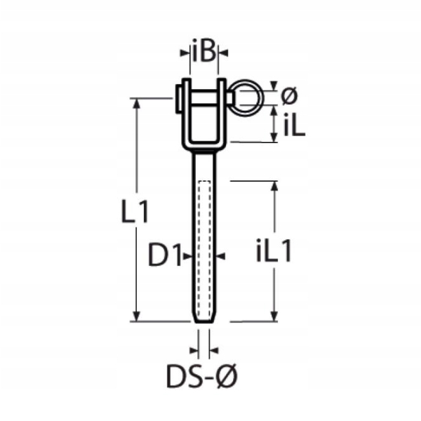 Końcówka widełkowa do zawalcowania 4mm pin 8mm Marinetech
