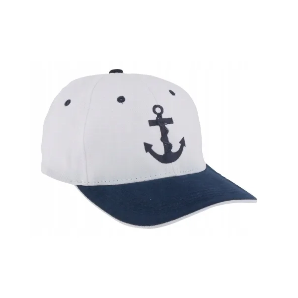 Czapka z daszkiem biała bawełniana z kotwicą Nautix