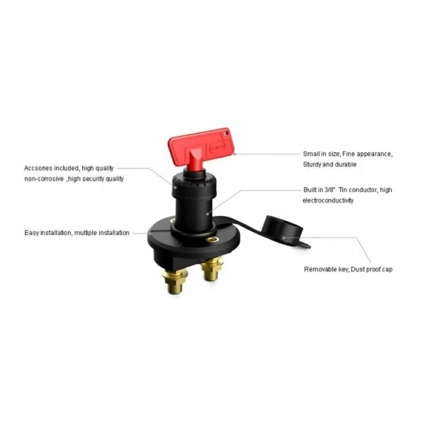 Wyłącznik akumulatora z kluczem 275A 12-50V Seaflo