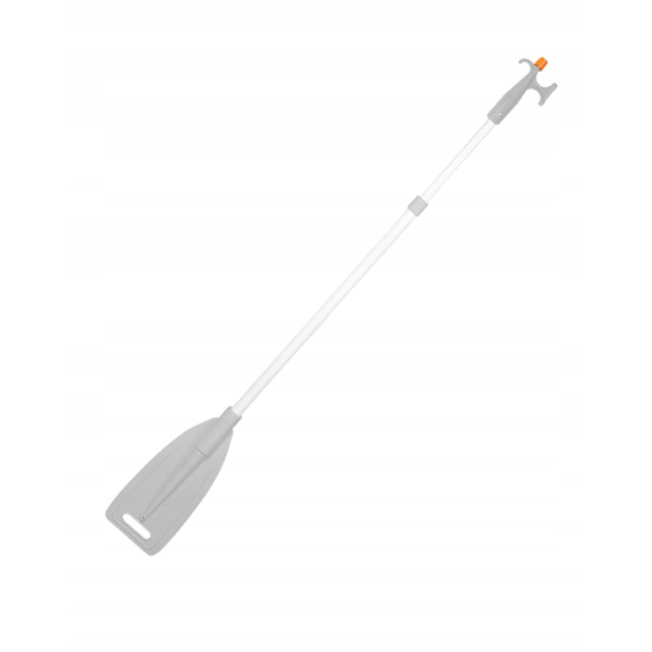 Bosak teleskopowy z wiosłem szaro-biały 104-130 cm aluminium