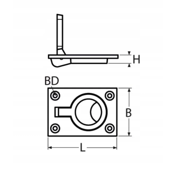 Podnośnik denny okrągły uchwyt podłogowy A4 63x44mm Marinetech