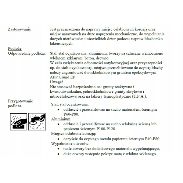 APP Poly Plast Fiber - Szpachla z włóknem szklanym z utwardzaczem 0,50kg