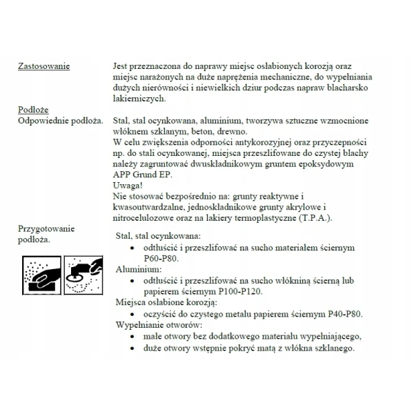 APP Poly Plast Fiber - Szpachla z włóknem szklanym z utwardzaczem 0,50kg