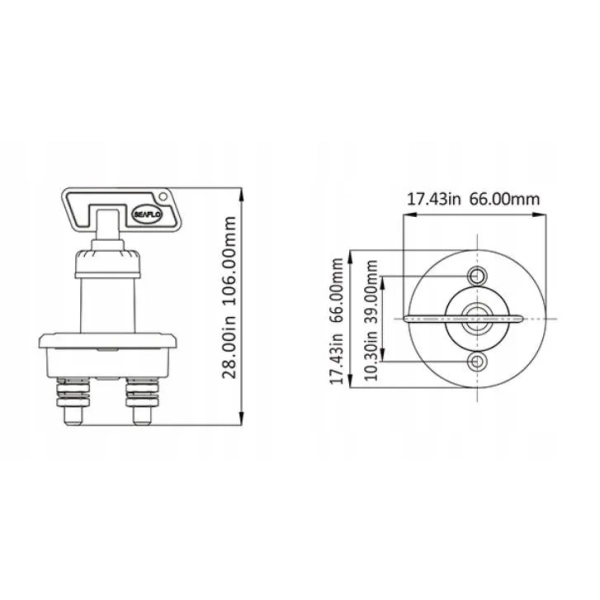 Wyłącznik akumulatora z kluczem 275A 12-50V Seaflo