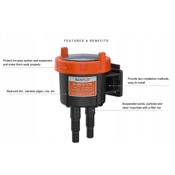 Filtr wody morskiej na wąż 25-32-38mm Seaflo