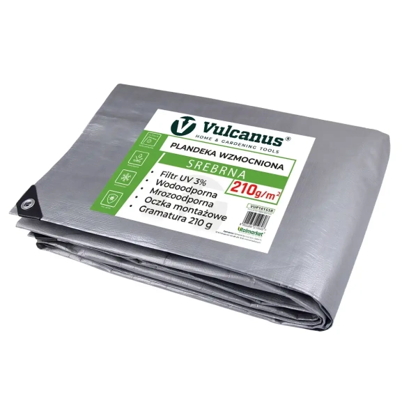 Bardzo gruba plandeka okryciowa srebrna UV 3% VULCANUS 8x10m 210g do łodzi