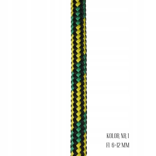 Lina żeglarska Neptun czarno-żółto-zielona 8 mm Bezalin